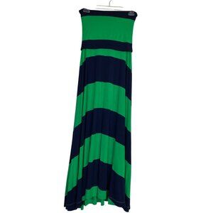 Green & Navy Striped 4-In-1 Maxi Skirt Dress Medium‎ Preppy Classic Y2K Rave Med